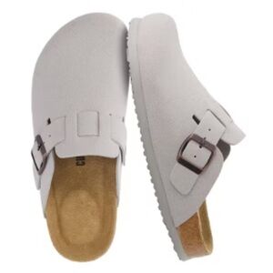 Women's Classic White Buckle Slippers